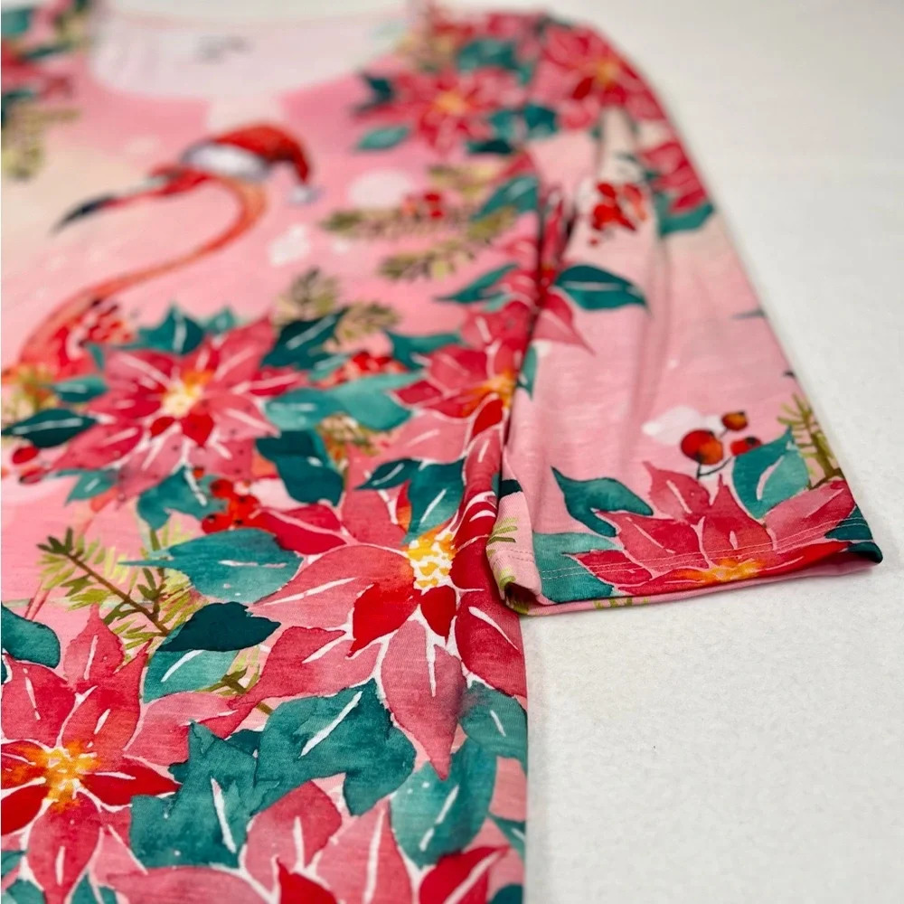 CORAL BAY Tropical Christmas Flamingo Bedazzled Blouse Coastal  Size XL - Picture 4 of 12